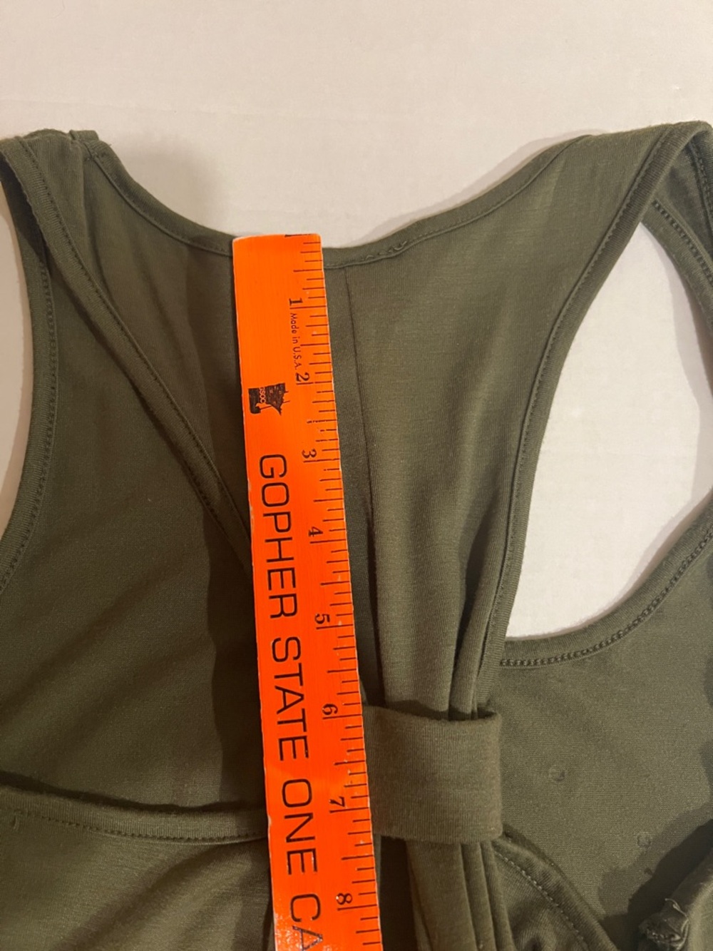 Vintage Olive Green Form Fitting Stretch Racerback Maxi Dress Camo Star Patch M - Picture 12 of 13
